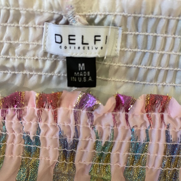 Delfi Collective - Off-The-Shoulder Multi-color Silk Blouse - Size M - NWT - Picture 2 of 5
